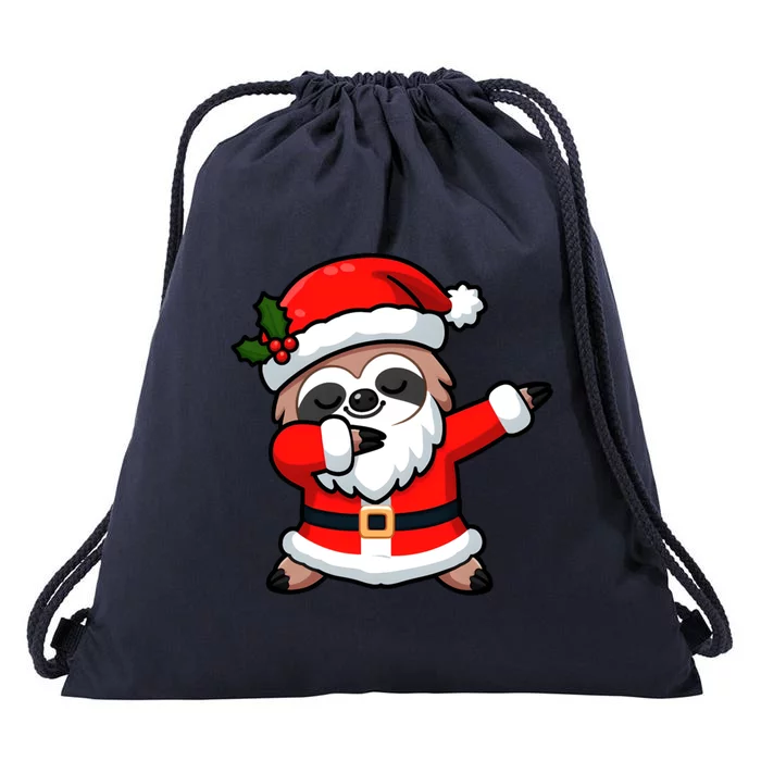 Funny Dabbing Sloth In Santa Claus Christmas Costume Xmas Cool Gift Drawstring Bag