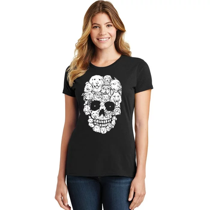 Funny Dog Skull Dogs Paw Lover Halloween Dog Skeleton Women's T-Shirt