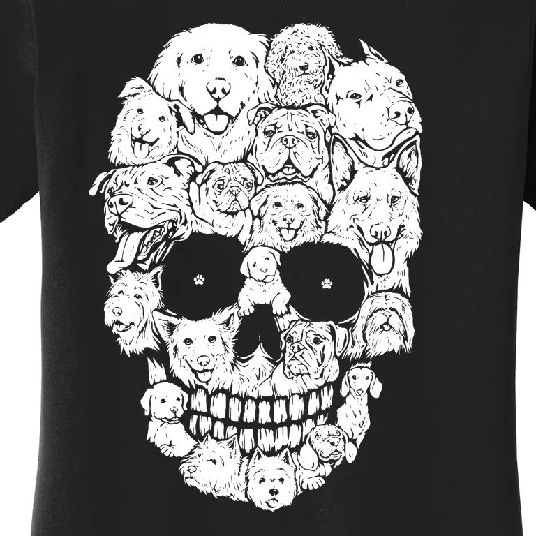 Funny Dog Skull Dogs Paw Lover Halloween Dog Skeleton Women's T-Shirt