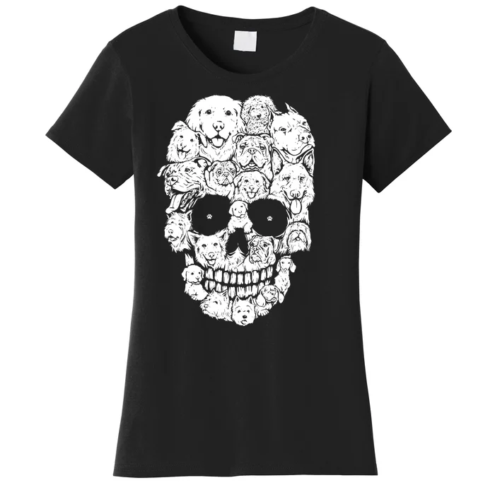 Funny Dog Skull Dogs Paw Lover Halloween Dog Skeleton Women's T-Shirt