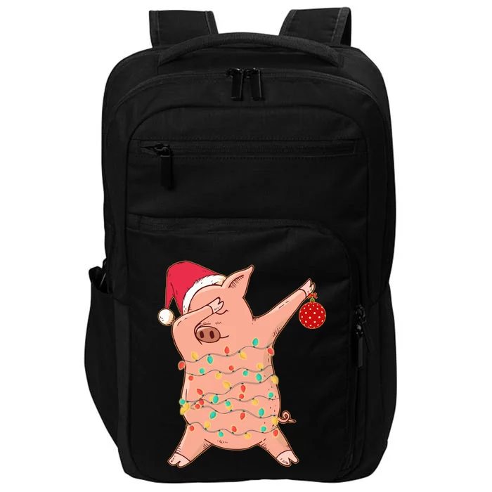 Funny Dabbing Santa Pig Santa Hat Pig Lover Christmas Cool Gift Impact Tech Backpack