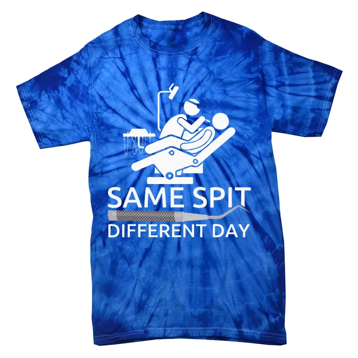 Funny Dentist Same Spit Different Day Dental Chair Tie-Dye T-Shirt