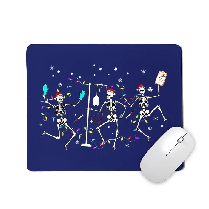 Funny Dancing Skeleton Santa Hat Christmas Lights Xmas Nurse Mousepad