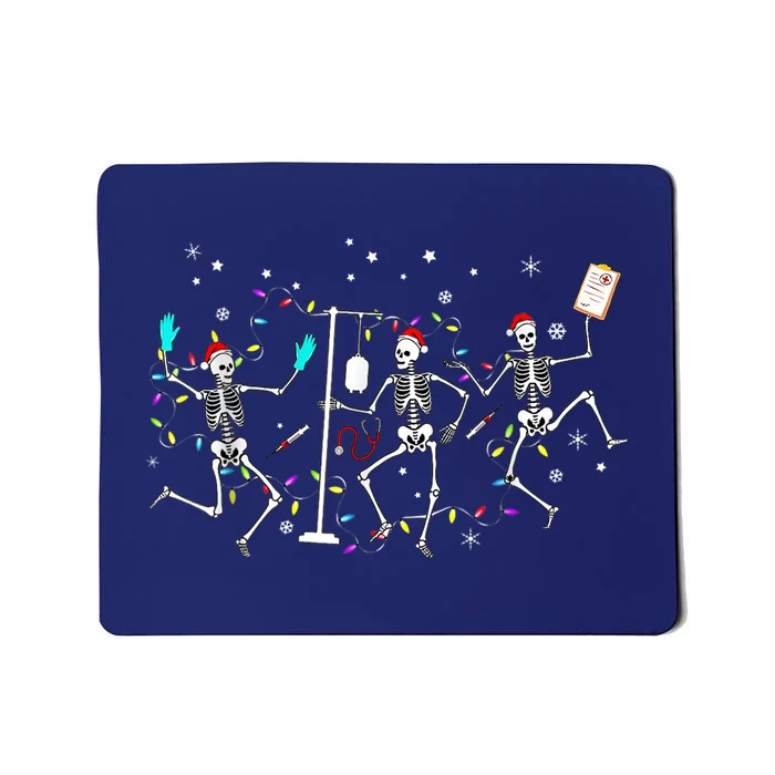 Funny Dancing Skeleton Santa Hat Christmas Lights Xmas Nurse Mousepad