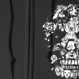 Funny Dachshund Skull Dog Skeleton Halloween Full Zip Hoodie