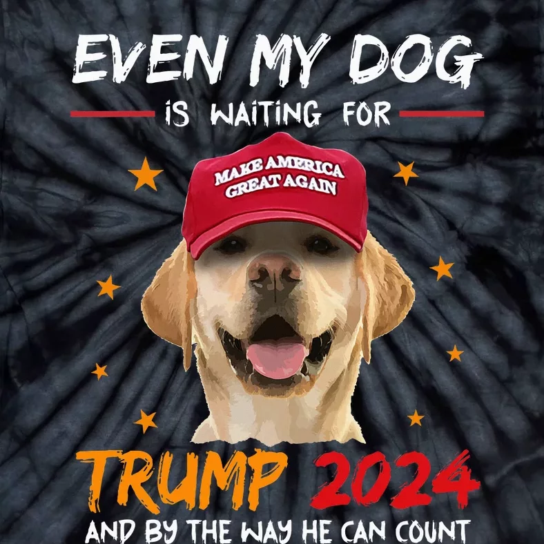 Funny Dog Saying Lover Even My Dog Is Waiting For Trump 2024 Tie-Dye T-Shirt