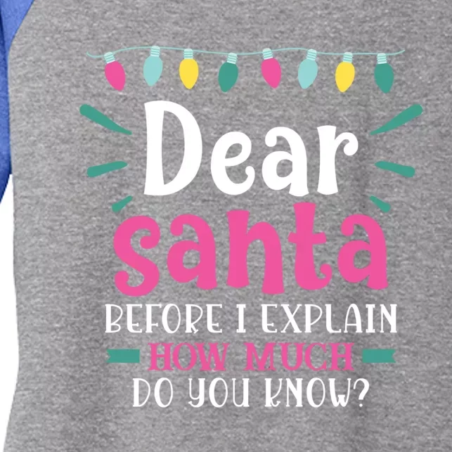 Funny Dear Santa Cute Gift Women's Tri-Blend 3/4-Sleeve Raglan Shirt