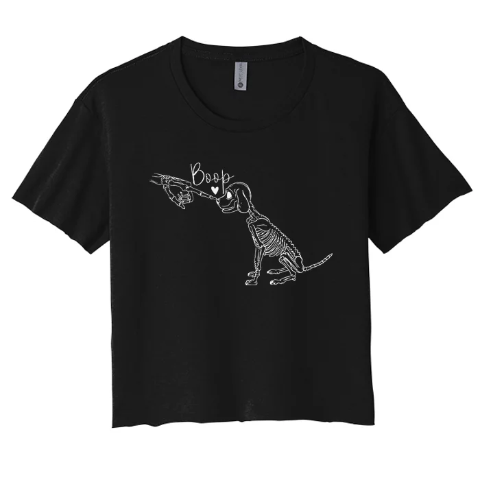 Funny Dog Skeleton Hand Boop Halloween Puppy Dog Lover Gift Gift Women's Crop Top Tee