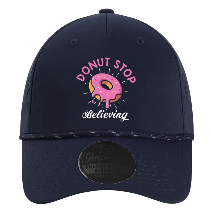 Funny Donut Stop Believing Donut Crew Positive Message Quote Performance The Dyno Cap