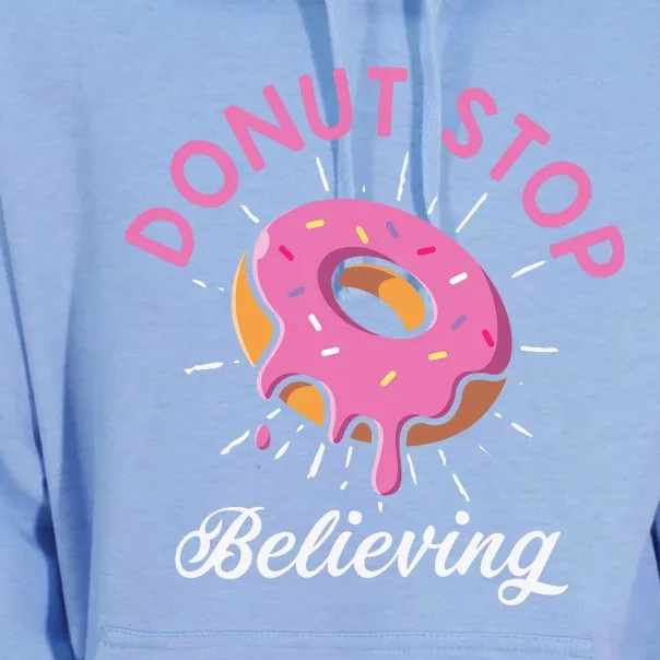 Funny Donut Stop Believing Donut Crew Positive Message Quote Unisex Surf Hoodie