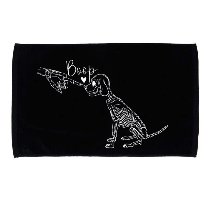 Funny Dog Skeleton Hand Boop Halloween Puppy Microfiber Hand Towel