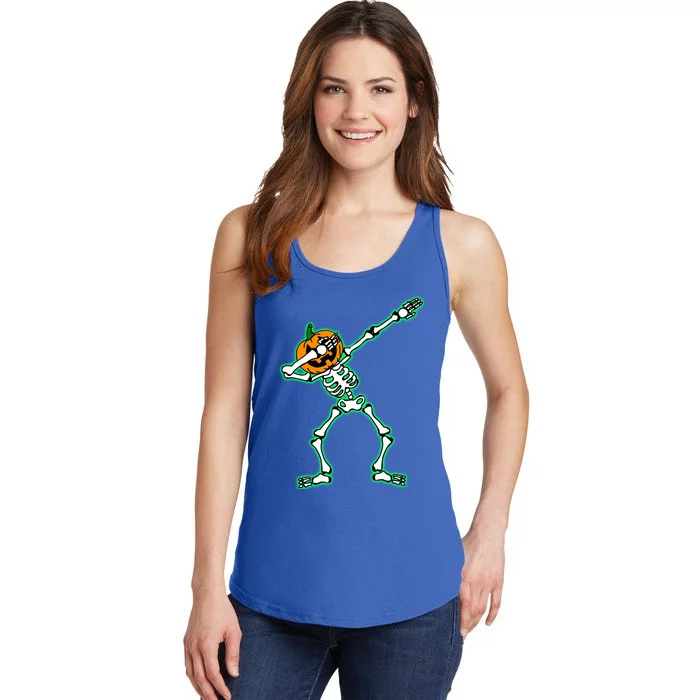 Funny Dabbing Skeleton Pumpkin Halloween Dab Gift Ladies Essential Tank