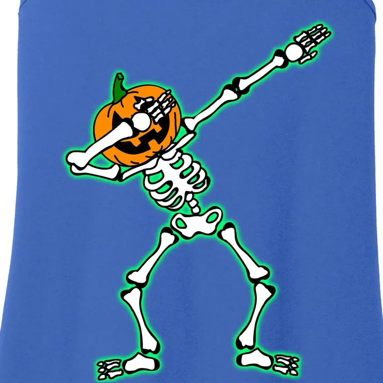 Funny Dabbing Skeleton Pumpkin Halloween Dab Gift Ladies Essential Tank