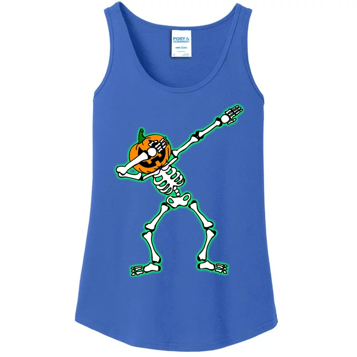 Funny Dabbing Skeleton Pumpkin Halloween Dab Gift Ladies Essential Tank