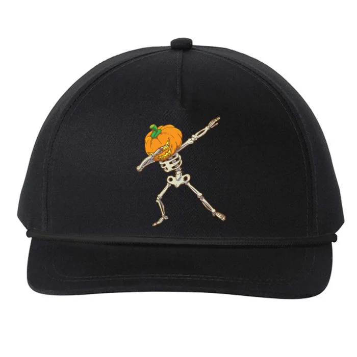 Funny Dabbing Skeleton Pumpkin Halloween Dab Step Gift Snapback Five-Panel Rope Hat