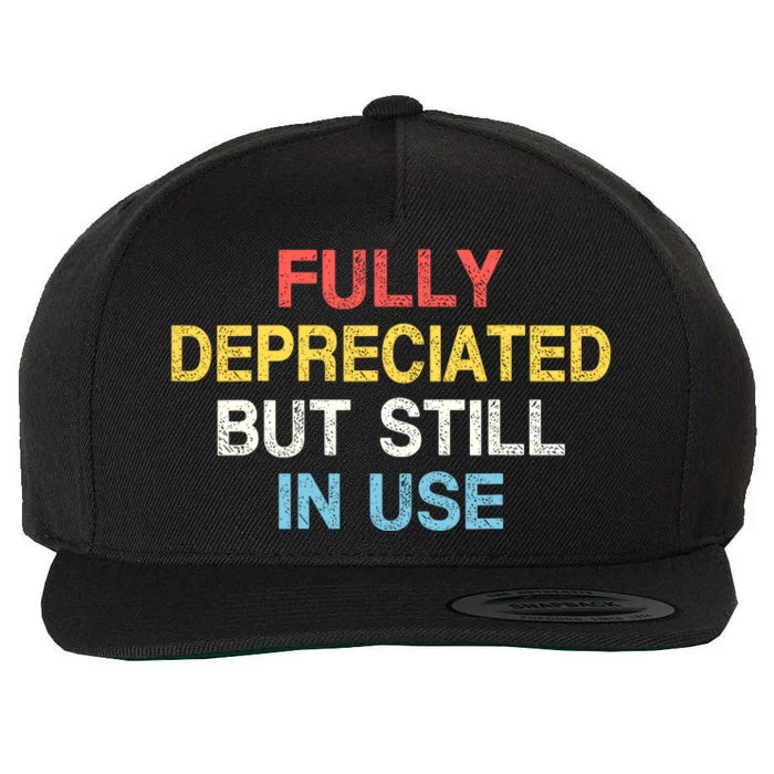 Fully Depreciated Still In Use For Accounting Retro Graphic Wool Snapback Cap