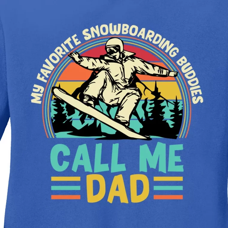 Funny Dad Snowboarding Adventure FatherS Day Celebration Gift Ladies Long Sleeve Shirt