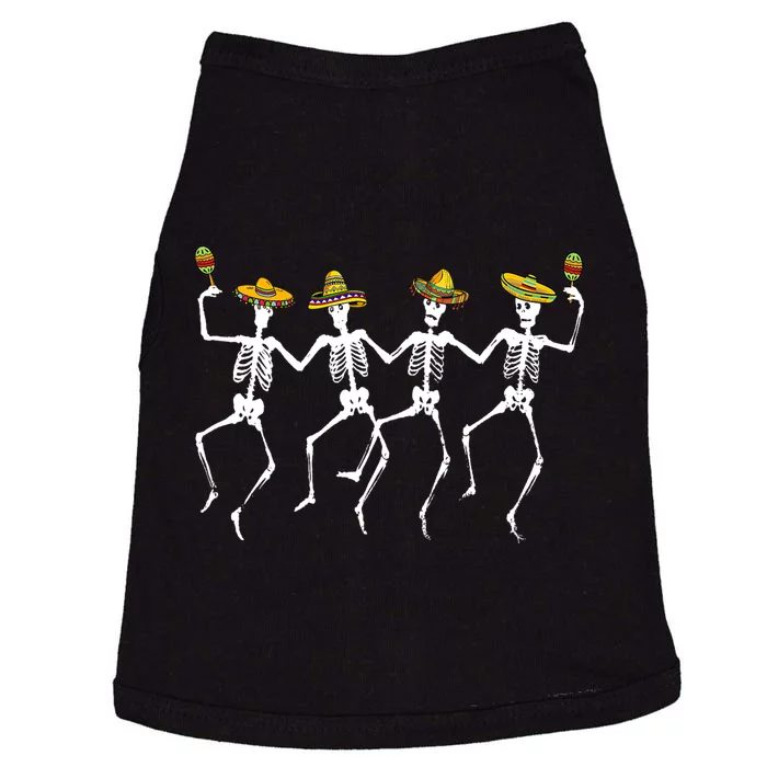 Funny Dancing Skeletons Sombreros Maracas Cinco De Mayo Doggie Tank