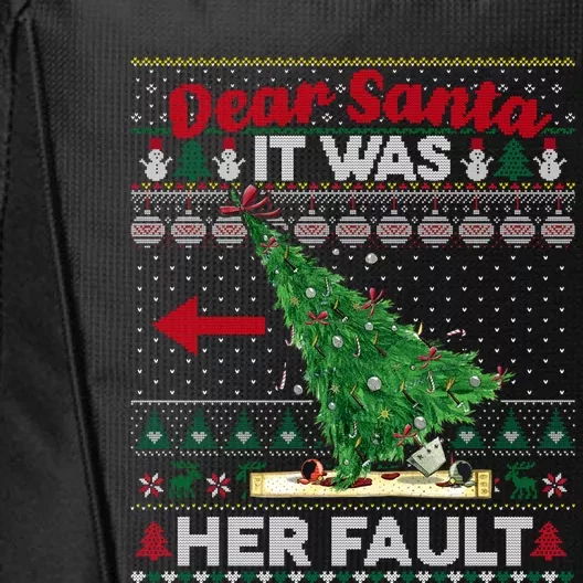 Funny Dear Santa It Was Her Fault Christmas Couple Matching Gift City Backpack