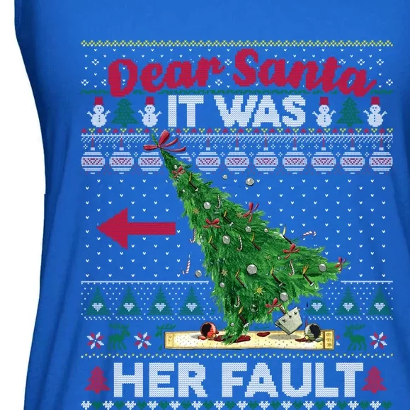 Funny Dear Santa It Was Her Fault Christmas Couple Matching Gift Ladies Essential Flowy Tank