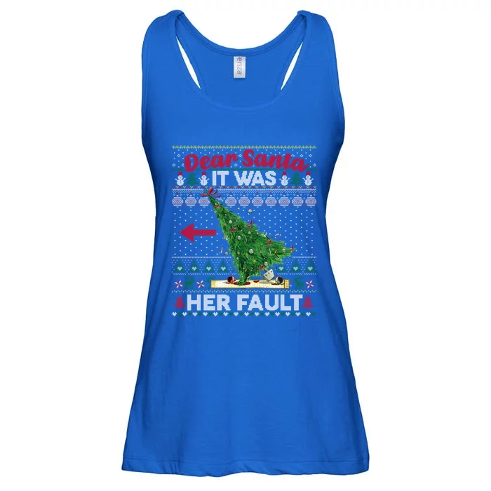 Funny Dear Santa It Was Her Fault Christmas Couple Matching Gift Ladies Essential Flowy Tank