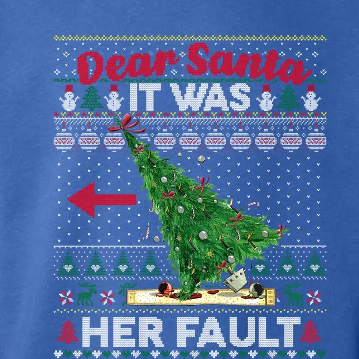 Funny Dear Santa It Was Her Fault Christmas Couple Matching Gift Toddler Hoodie