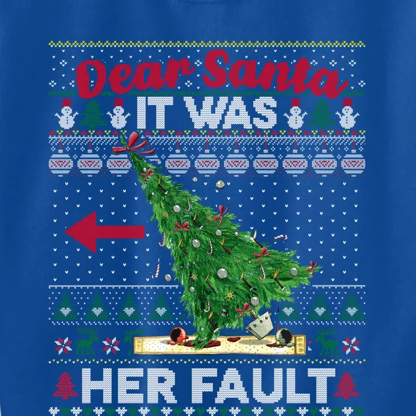 Funny Dear Santa It Was Her Fault Christmas Couple Matching Gift Kids Sweatshirt