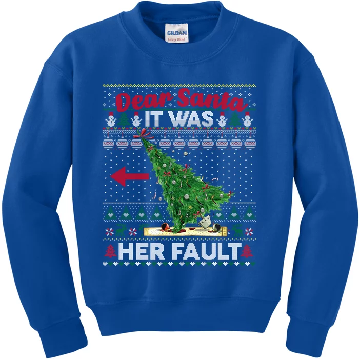 Funny Dear Santa It Was Her Fault Christmas Couple Matching Gift Kids Sweatshirt