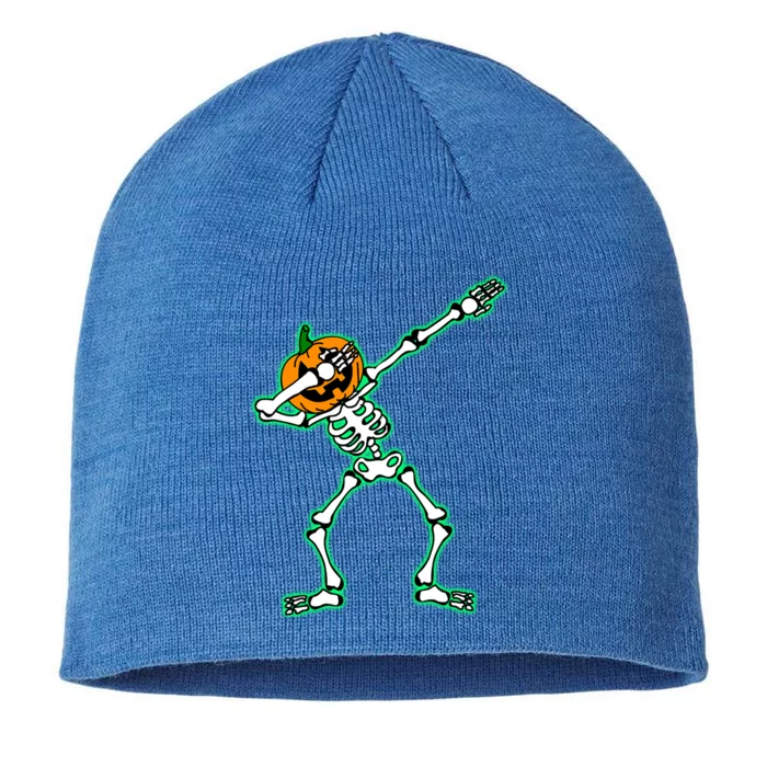 Funny Dabbing Skeleton Pumpkin Halloween Dab Gift 8 1/2in Sustainable Knit Beanie