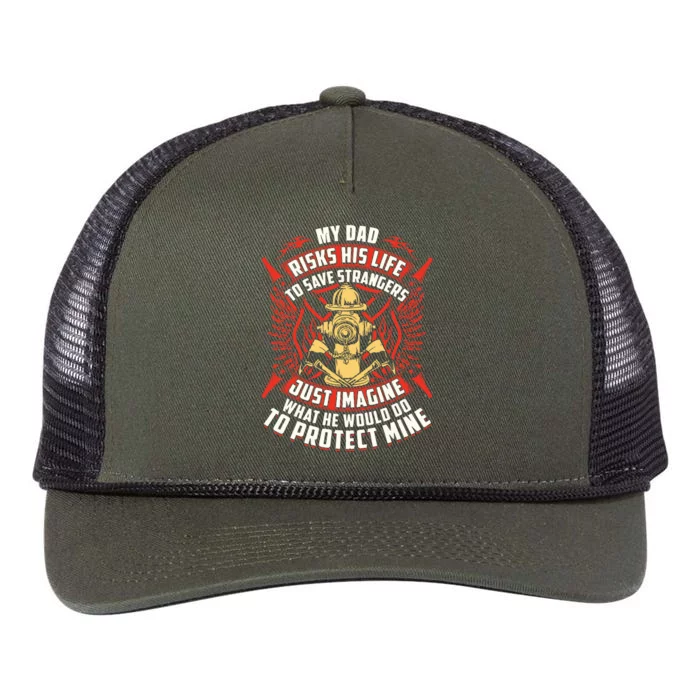 Firefighter Daughter Shirts My Dad Risks His Life Retro Rope Trucker Hat Cap