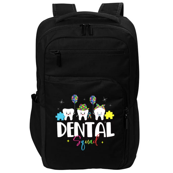 Funny Dental Squad Autism Awareness Day Tooth Ribbon Puzzle Gift Impact Tech Backpack