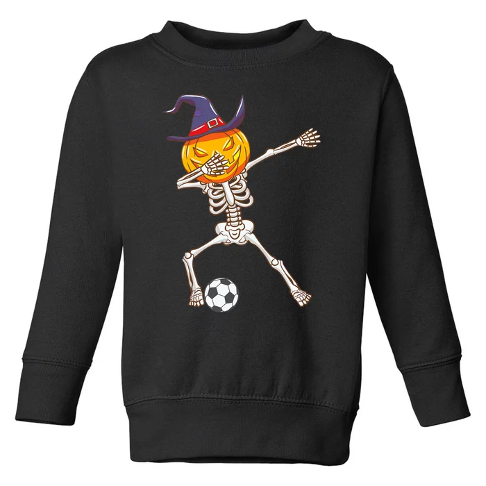 Funny Dabbing Skeleton Pumpkin Head Scary Witch Hat Soccer Toddler Sweatshirt