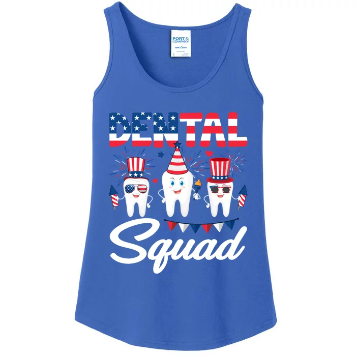 Funny Dental Squad Dental Hygienists Usa Flag 4th Of July Cool Gift Ladies Essential Tank