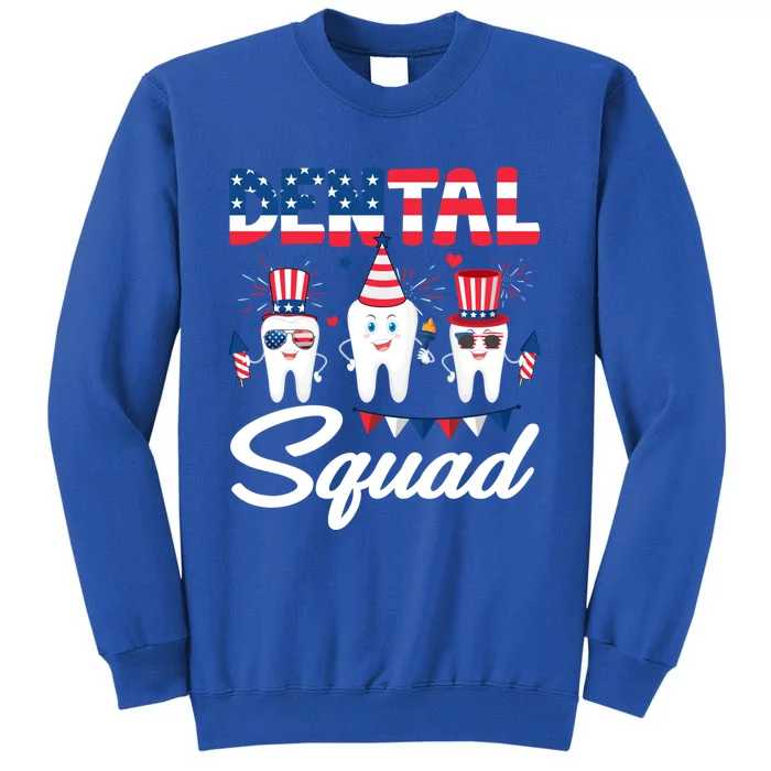 Funny Dental Squad Dental Hygienists Usa Flag 4th Of July Cool Gift Tall Sweatshirt