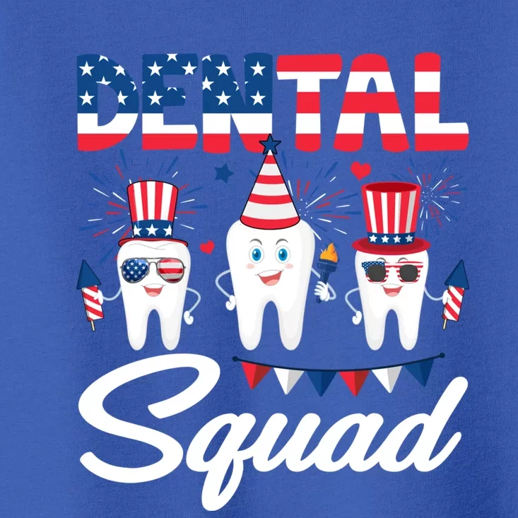 Funny Dental Squad Dental Hygienists Usa Flag 4th Of July Cool Gift Toddler T-Shirt