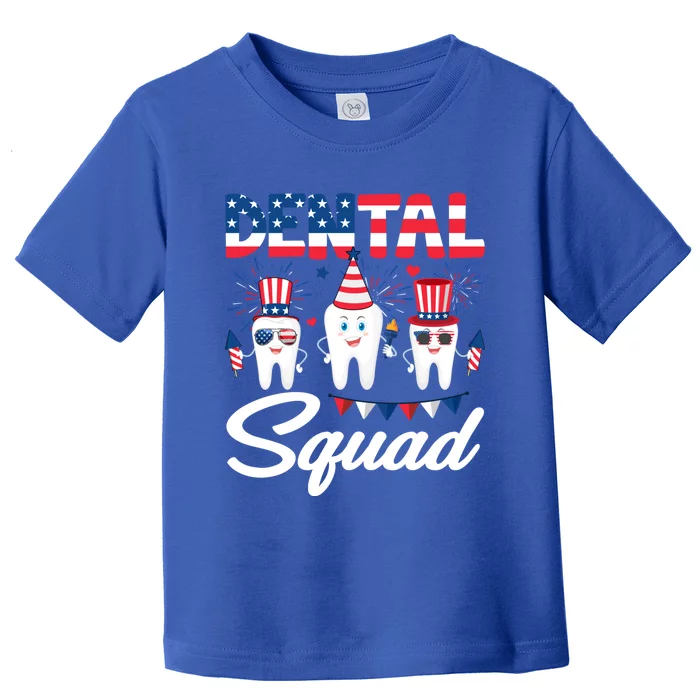 Funny Dental Squad Dental Hygienists Usa Flag 4th Of July Cool Gift Toddler T-Shirt