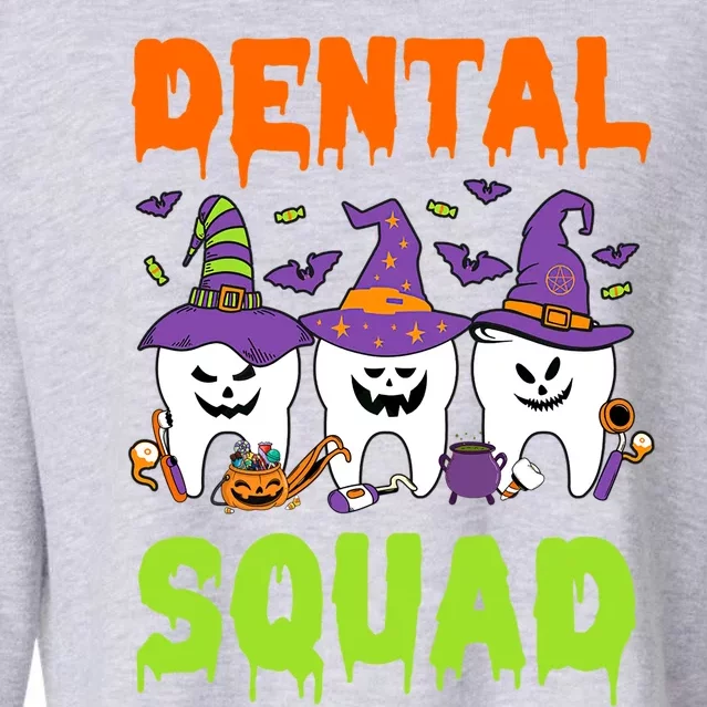 Funny Dental Squad Costume Trick Or Teeth Denstist Halloween Gift Cropped Pullover Crew