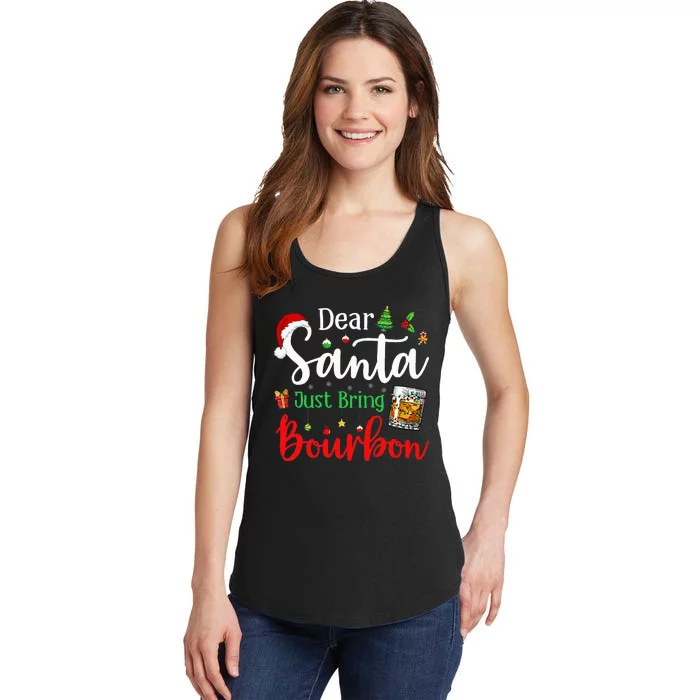 Funny Dear Santa Just Bring Bourbon Christmas Pajamas Ladies Essential Tank