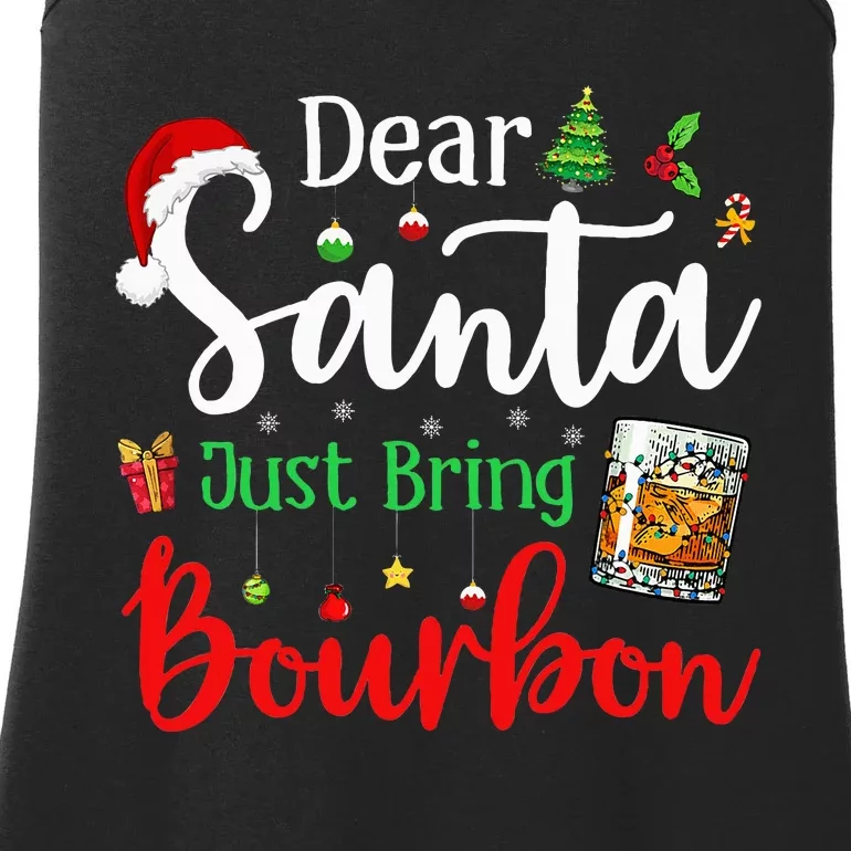 Funny Dear Santa Just Bring Bourbon Christmas Pajamas Ladies Essential Tank