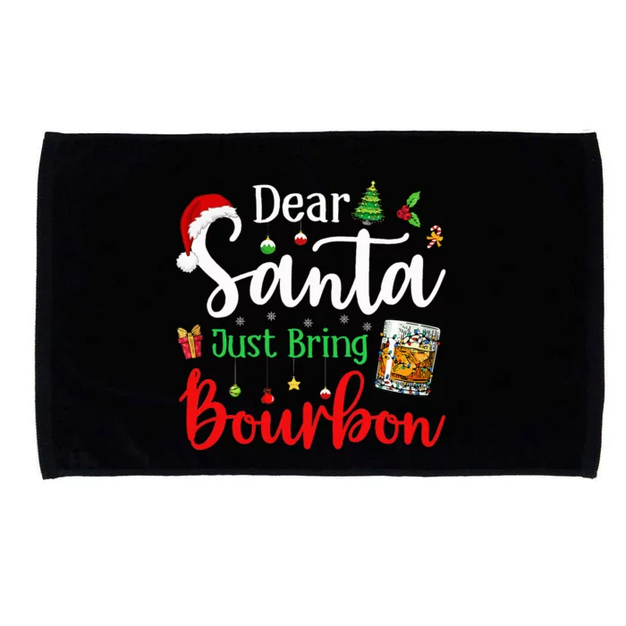 Funny Dear Santa Just Bring Bourbon Christmas Pajamas Microfiber Hand Towel