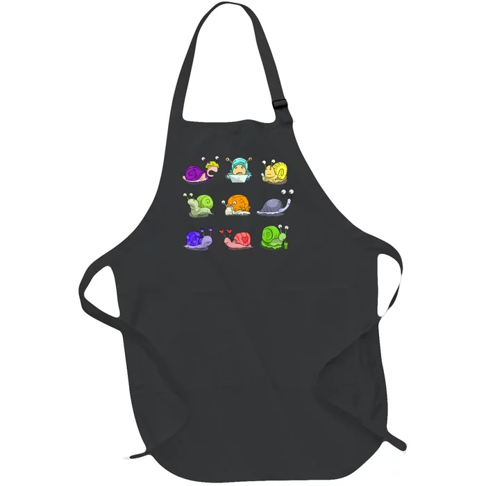 Funny Different Snails Gift Cool Shellfish Full-Length Apron With Pocket