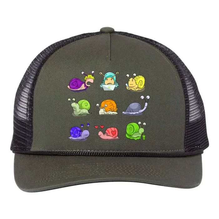 Funny Different Snails Gift Cool Shellfish Retro Rope Trucker Hat Cap