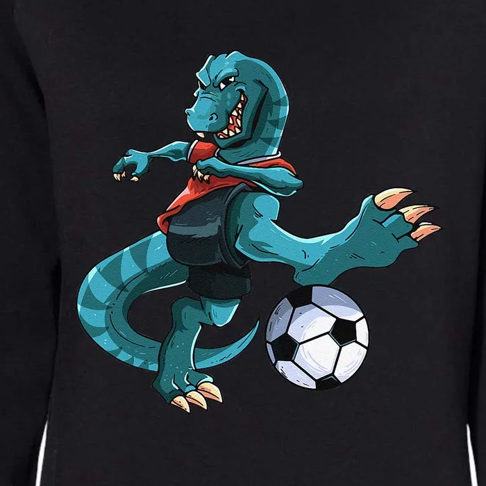 Funny Dino Soccer Player Trex Lover Football Game Womens California Wash Sweatshirt