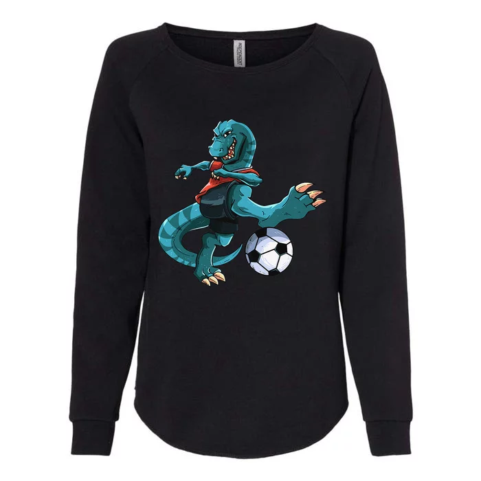 Funny Dino Soccer Player Trex Lover Football Game Womens California Wash Sweatshirt