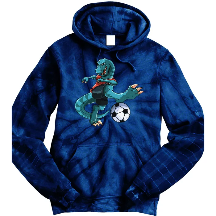 Funny Dino Soccer Player Trex Lover Football Game Tie Dye Hoodie