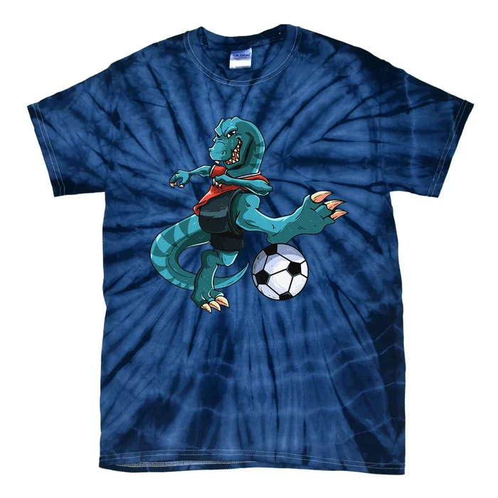 Funny Dino Soccer Player Trex Lover Football Game Tie-Dye T-Shirt