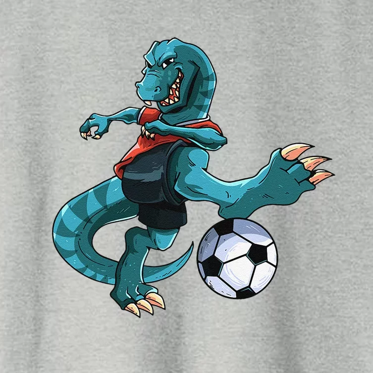 Funny Dino Soccer Player Trex Lover Football Game Women's Crop Top Tee