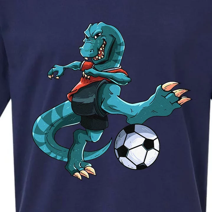 Funny Dino Soccer Player Trex Lover Football Game Sueded Cloud Jersey T-Shirt