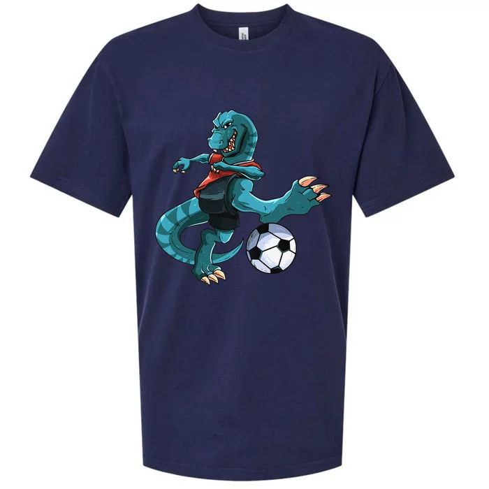 Funny Dino Soccer Player Trex Lover Football Game Sueded Cloud Jersey T-Shirt