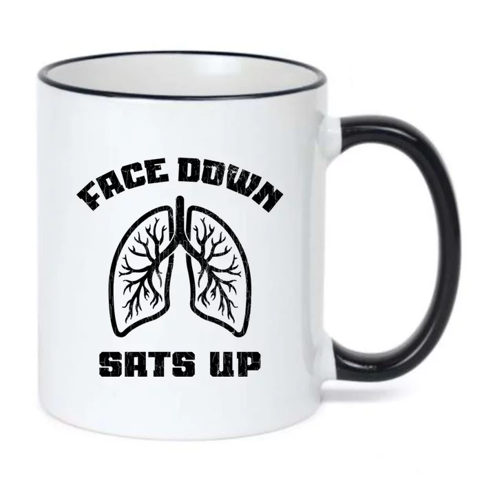 Face Down Sats Up Funny Healthcare Worker Nurses Graphic Cool Gift Black Color Changing Mug